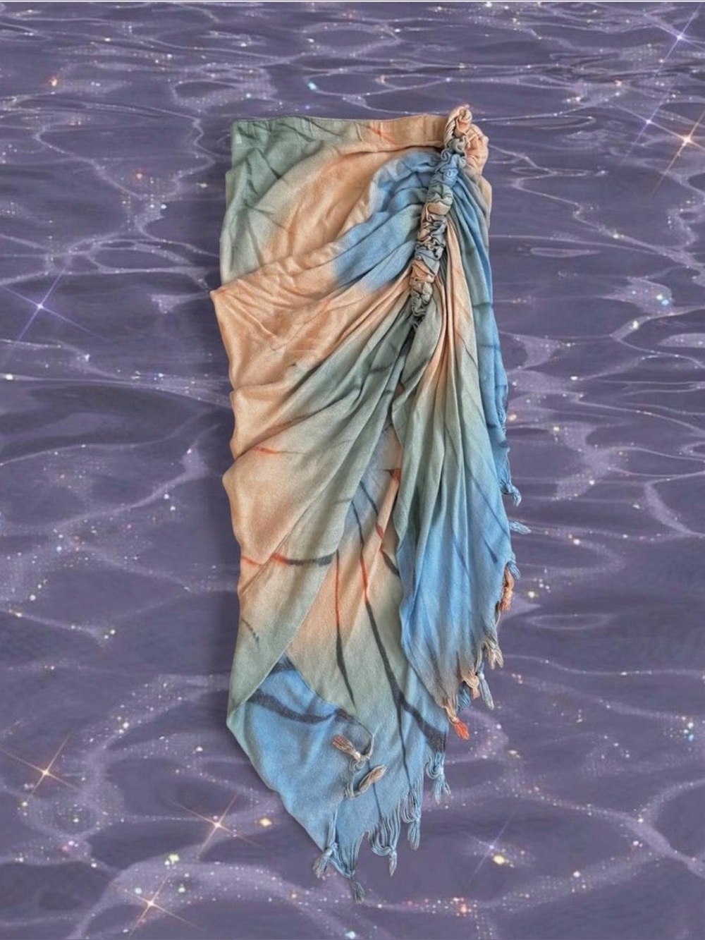 JBQ Just Bee Queen 2010s Pastel Asymmetric Scarf Tulum Skirt 100% Cotton Tassels